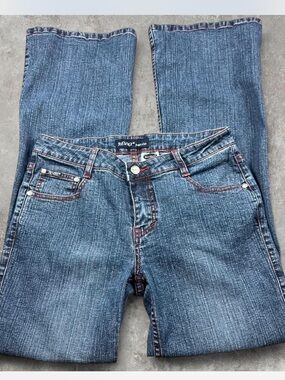 Vintage Y2K Revolt Jeans Co. Flare Jeans with Red Mesh Pocket Size 11/12